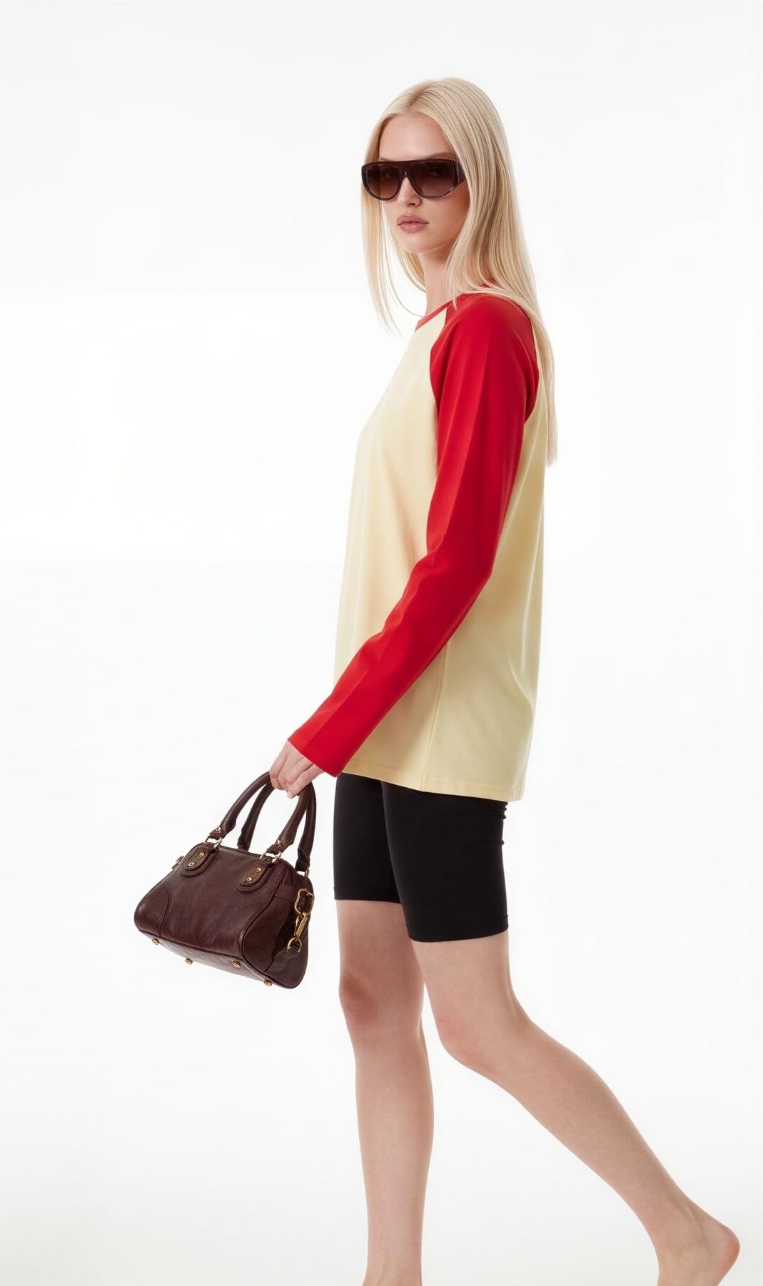 Women Long Sleeve Raglan Shirts Pollover Oversized Baseball Tops