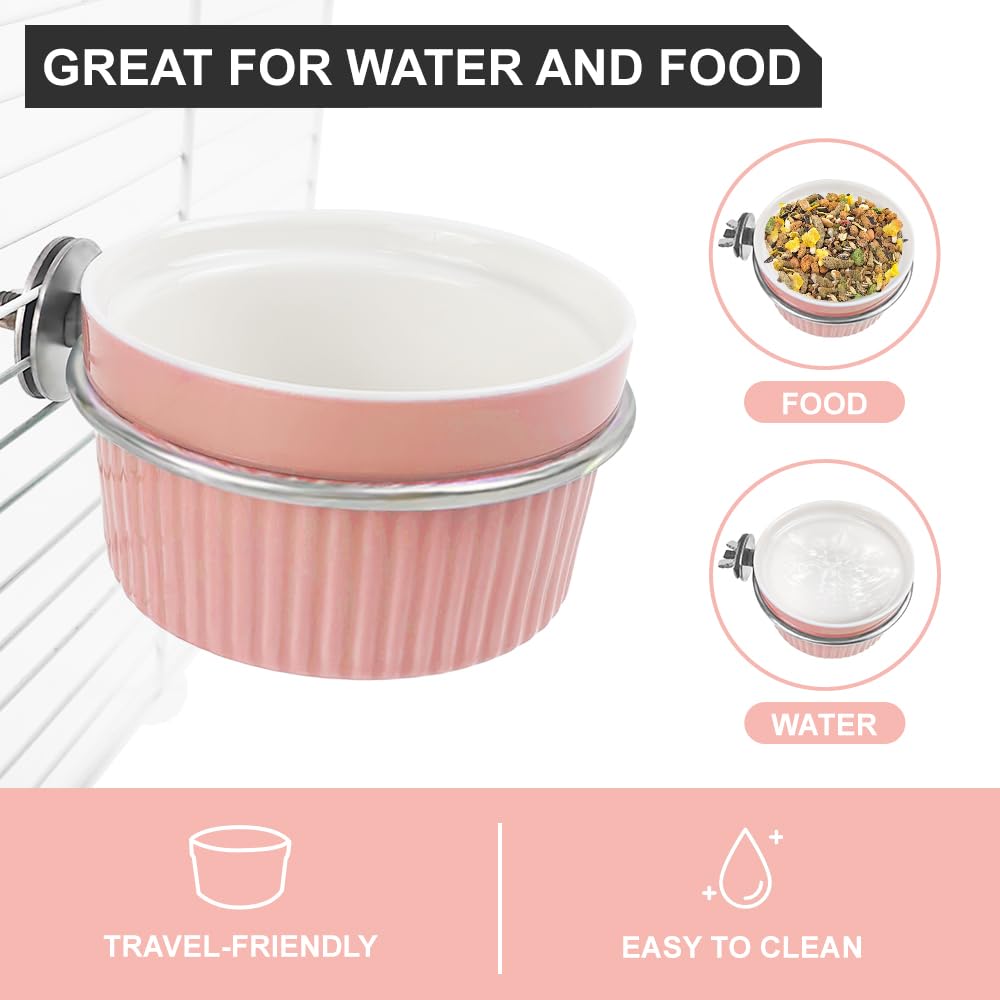 Bird Feeding Cups Parrot Food Cage Bowl Clamp Holder Coop Cup, Ceramic Bird Cage Water Bowl, Pet Feeder Cage for Parakeet African Greys Conure Cockatiels Lovebird Budgie-Blue