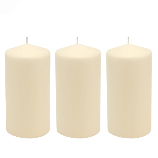 Stonebriar 6 Pack Tall 3 x 6 Inch 65 Hour Long Burning Unscented Ivory Wax Pillar Candles jlhbookstore.store