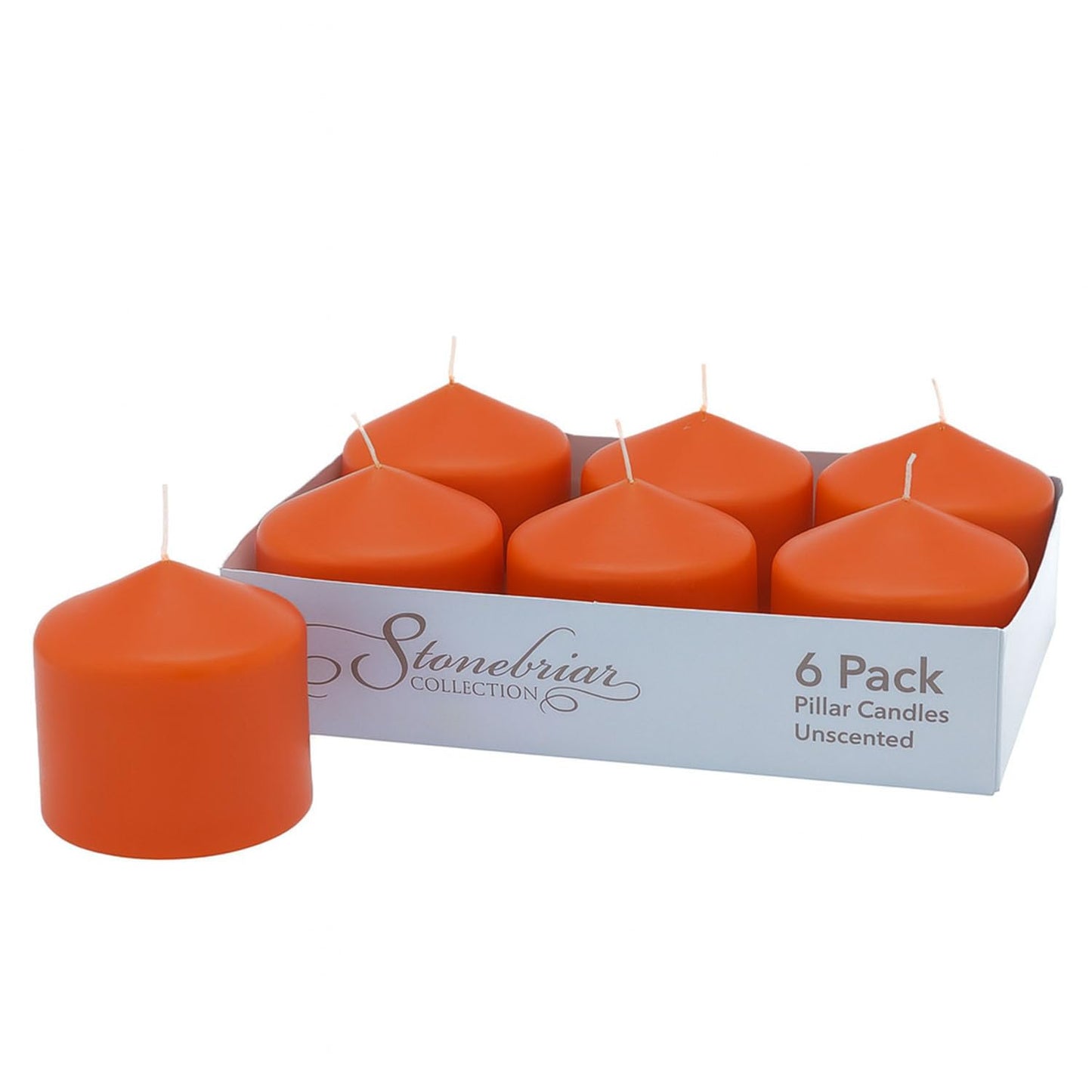 Stonebriar 6 Pack Tall 3 x 6 Inch 65 Hour Long Burning Unscented Ivory Wax Pillar Candles jlhbookstore.store