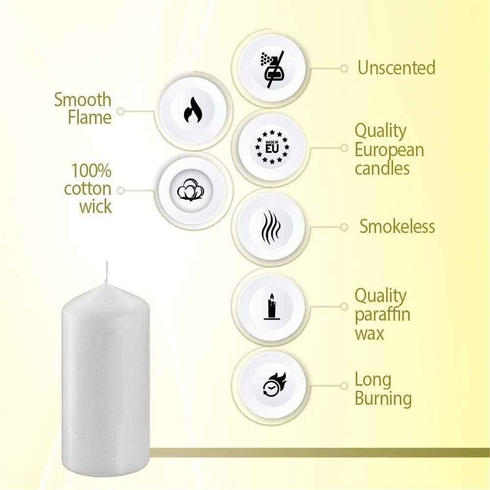 BOLSIUS 2x4 Inch White Pillar Candles - 4 Pack Candle Set - 20 Hours Burn Time - Premium European Quality - Dripless And Smokeless Candle - Perfect for Wedding Candles, Parties, and Special Occasions