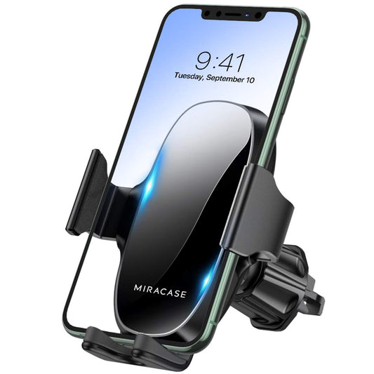 Miracase Phone Holders for Your Car with Metal Hook Clip, Air Vent Cell Phone Stand Car Mount, Universal Automobile Cradle for Garmin GPS Fit iPhone Android and All Smartphones, Dark Black