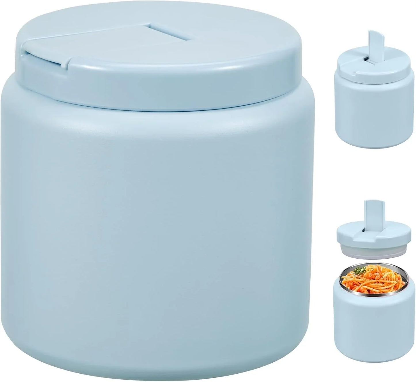 13.5oz Kids Jar for Hot Food, Insulated Vacuum Food Jar with Buckle Lid, Stainless Steel Wide Mouth Leak Proof Insulated Lunch Container for School Picnic Travel, Blue - Jlhbookstore.store