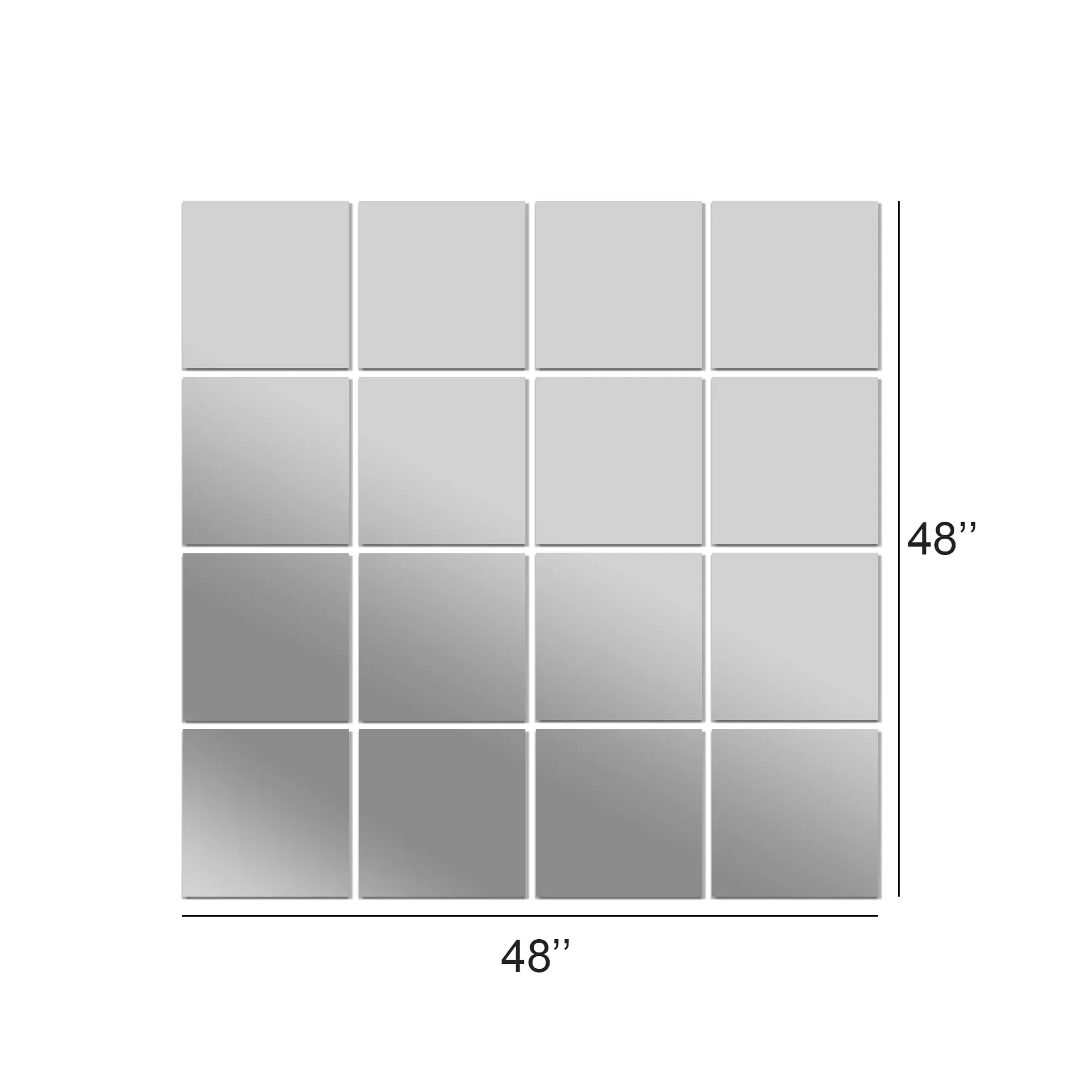 Delma Home Gym Mirrors, 12'' x 12'' Glass Mirror Tiles (16 PCS), Square Large Wall Mirror for Home Gym, Bedroom, Door,Bathroom, Frameless Mirror Sets - Jlhbookstore.store