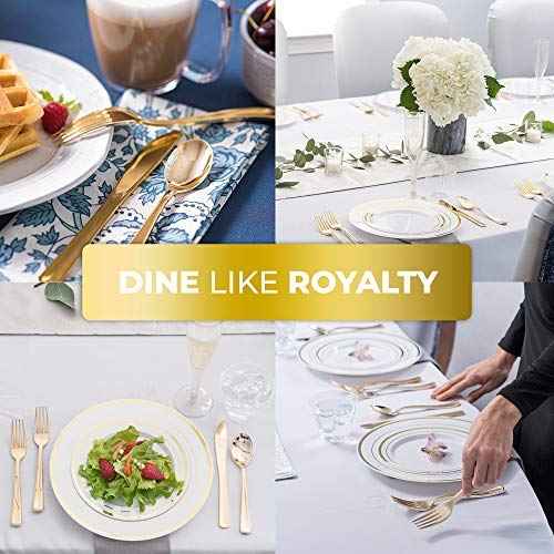 Gold Plastic Silverware Set (160 Bulk Pack) Disposable Cutlery Utensils, 80 Gold Forks, 40 Gold Knives, 40 Gold Spoons, Heavy Duty Flatware For Holidays, Parties, Dinners, Weddings, and Occasions