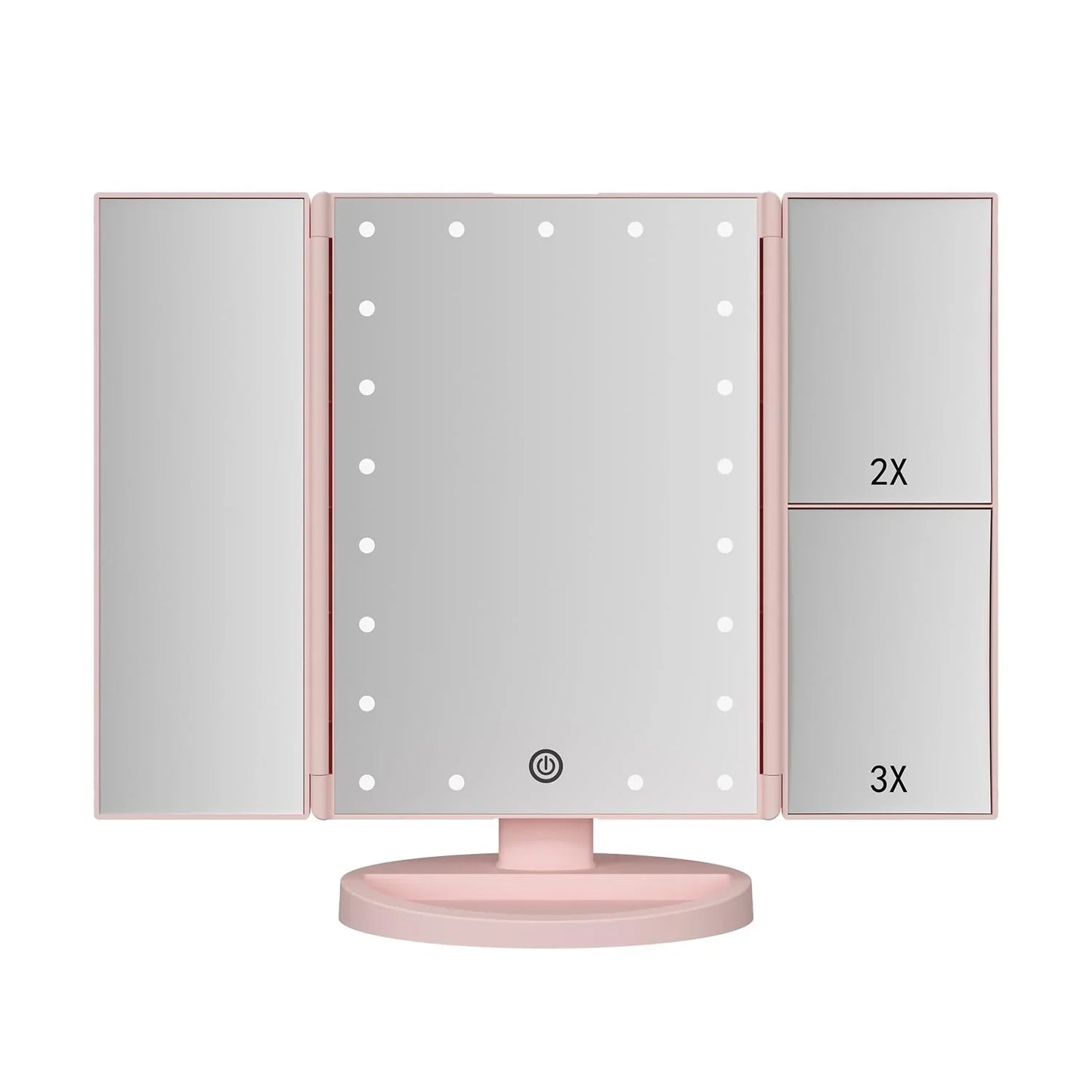 Trifold Makeup Mirror Vanity Mirror with Lights,1X 2X 3X Magnification,Touch Screen,180 Adjustable Rotation,Portable Travel Bathroom Cosmetic Mirror - Jlhbookstore.store