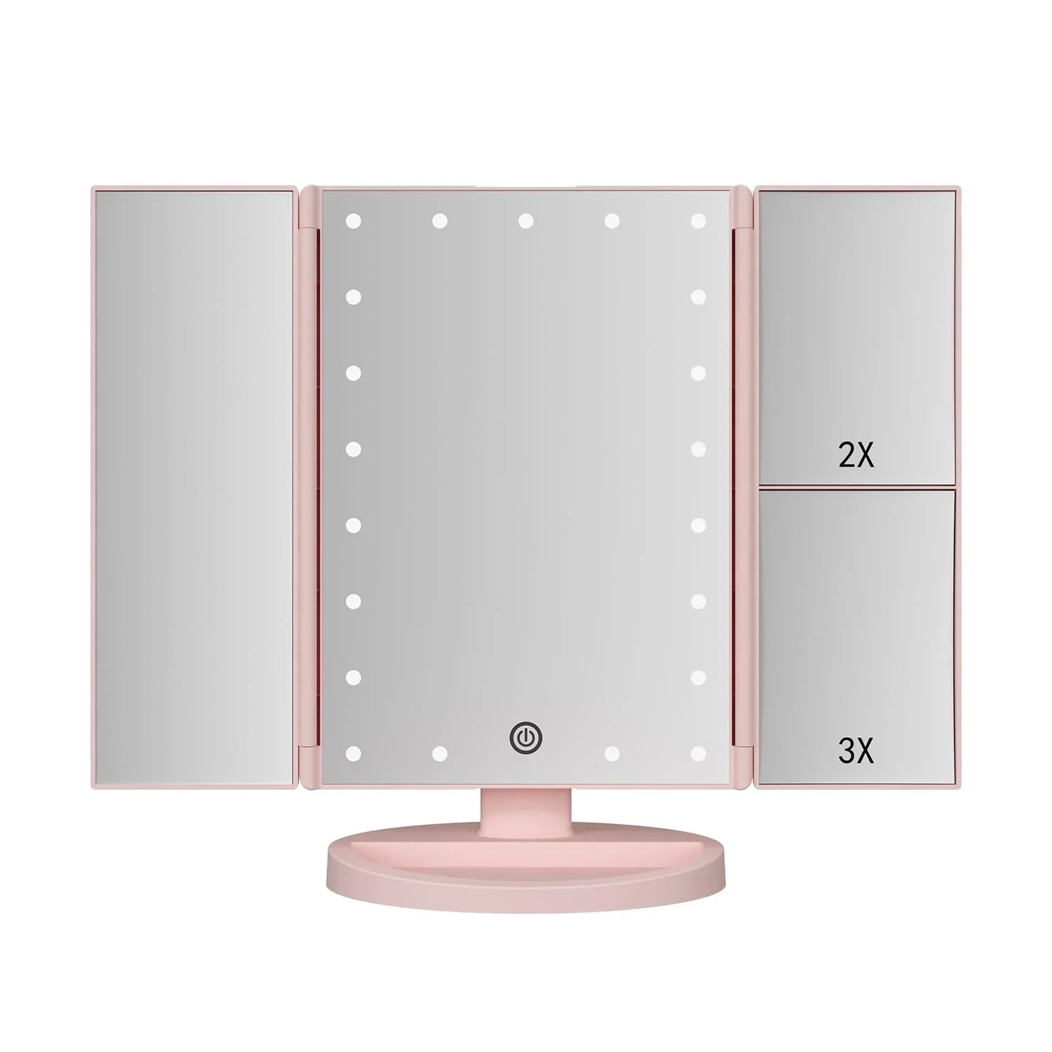 Trifold Makeup Mirror Vanity Mirror with Lights,1X 2X 3X Magnification,Touch Screen,180 Adjustable Rotation,Portable Travel Bathroom Cosmetic Mirror - Jlhbookstore.store