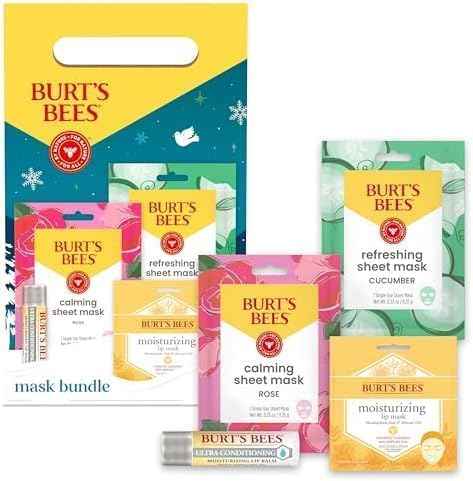 Burt's Bees Christmas Gifts, 3 Body Skincare Stocking Stuffers, Hand Repair Set, 3 Hand Creams plus Gloves - Almond Milk Hand Cream, Lemon Butter Cuticle Cream, Shea Butter Hand Repair Cream