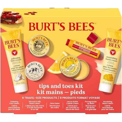 Burt's Bees Christmas Gifts, 3 Body Skincare Stocking Stuffers, Hand Repair Set, 3 Hand Creams plus Gloves - Almond Milk Hand Cream, Lemon Butter Cuticle Cream, Shea Butter Hand Repair Cream