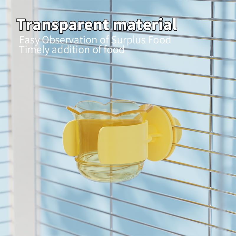 2pcs/4pcs PET Bird Bowls with Clamp, Bird Cage Feeder, Durable Water Bowl, Feeding Cups, Water Feeder for Cockatiel, Parakeet, Macaw, Finches, Lovebirds, Small Animals Gray (Pink, 2pcs)