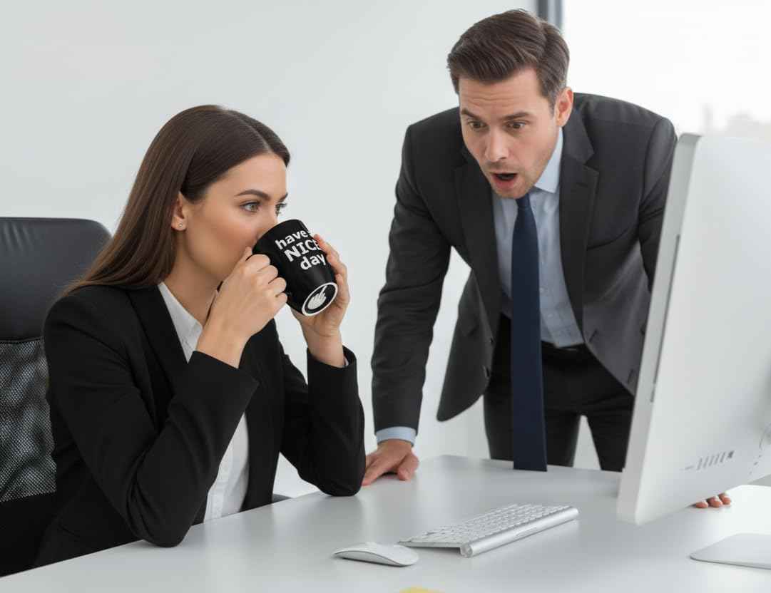 Decodyne Funny Coffee Mug, Gag White Elephant Gifts for Adults and Coworkers - Perfect for Bachelorette Parties, Christmas, and Novelty Gifts, 14 Ounce (Black)