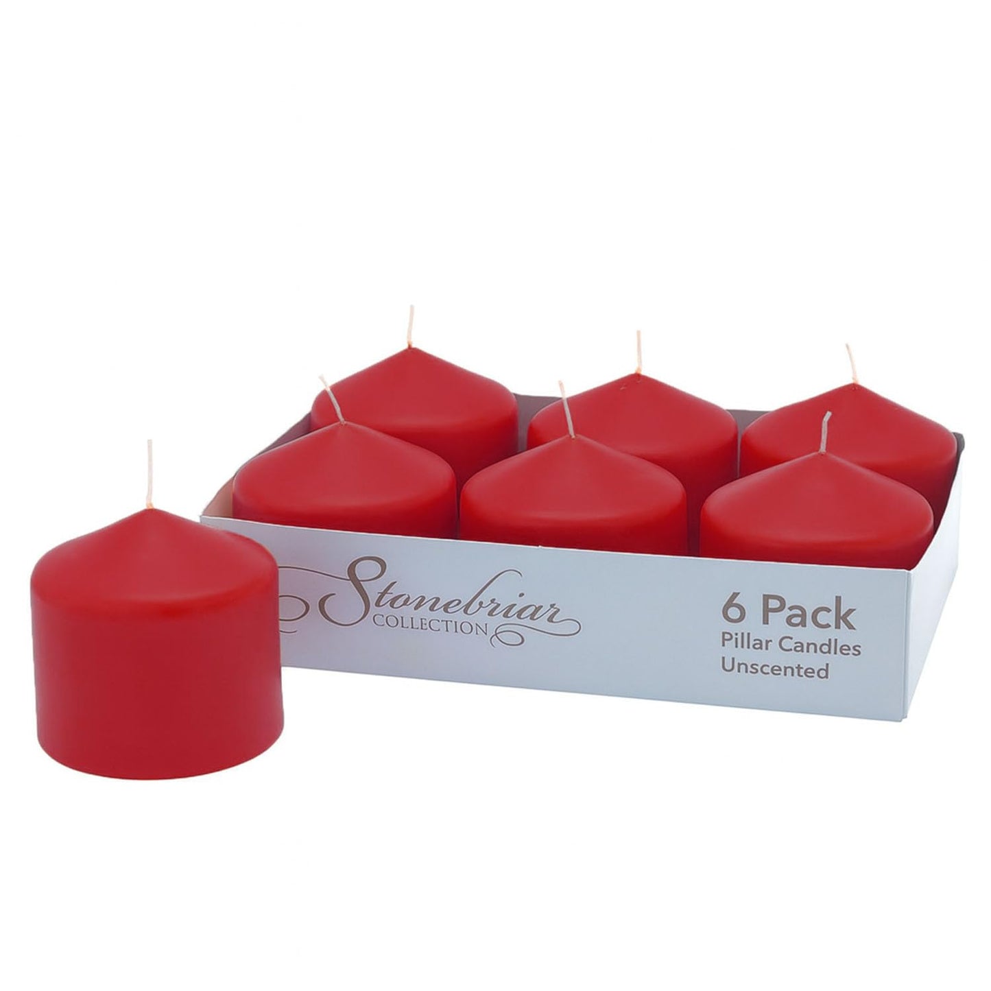 Stonebriar 6 Pack Tall 3 x 6 Inch 65 Hour Long Burning Unscented Ivory Wax Pillar Candles jlhbookstore.store