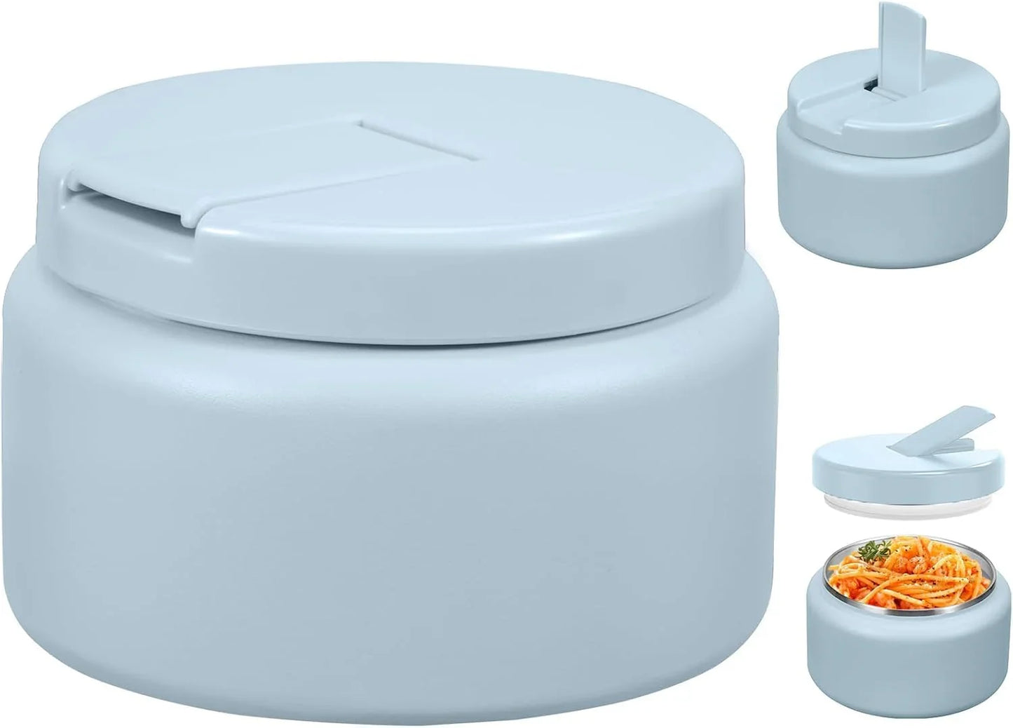 13.5oz Kids Jar for Hot Food, Insulated Vacuum Food Jar with Buckle Lid, Stainless Steel Wide Mouth Leak Proof Insulated Lunch Container for School Picnic Travel, Blue - Jlhbookstore.store