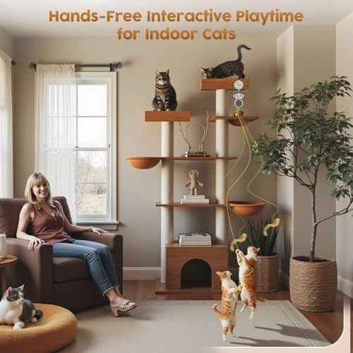 Interactive Cat Toys for Indoor Cats: 2 in 1 Laser Pointer Cat Toy with Automatic Flying Bird & Mouse Wand, Smart Motion Mode Adjustable Speed, USB Rechargeable Safe for Bored Kittens and Adult Cats