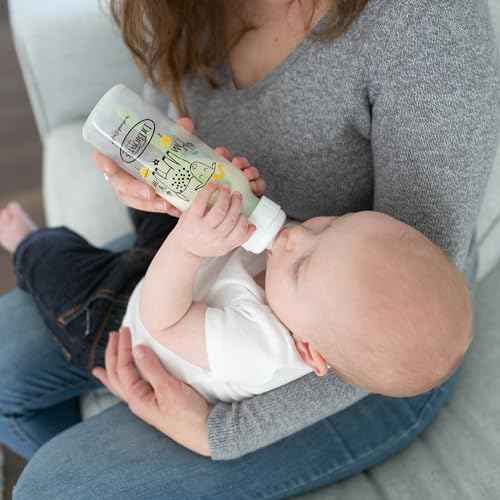 Dr. Brown's Natural Flow Anti-Colic Options+ Narrow Baby Bottle, Goat and Squirrel, 8 oz/250 mL, with Level 1 Slow Flow Nipple, BPA Free, 0m+, 2-Pack