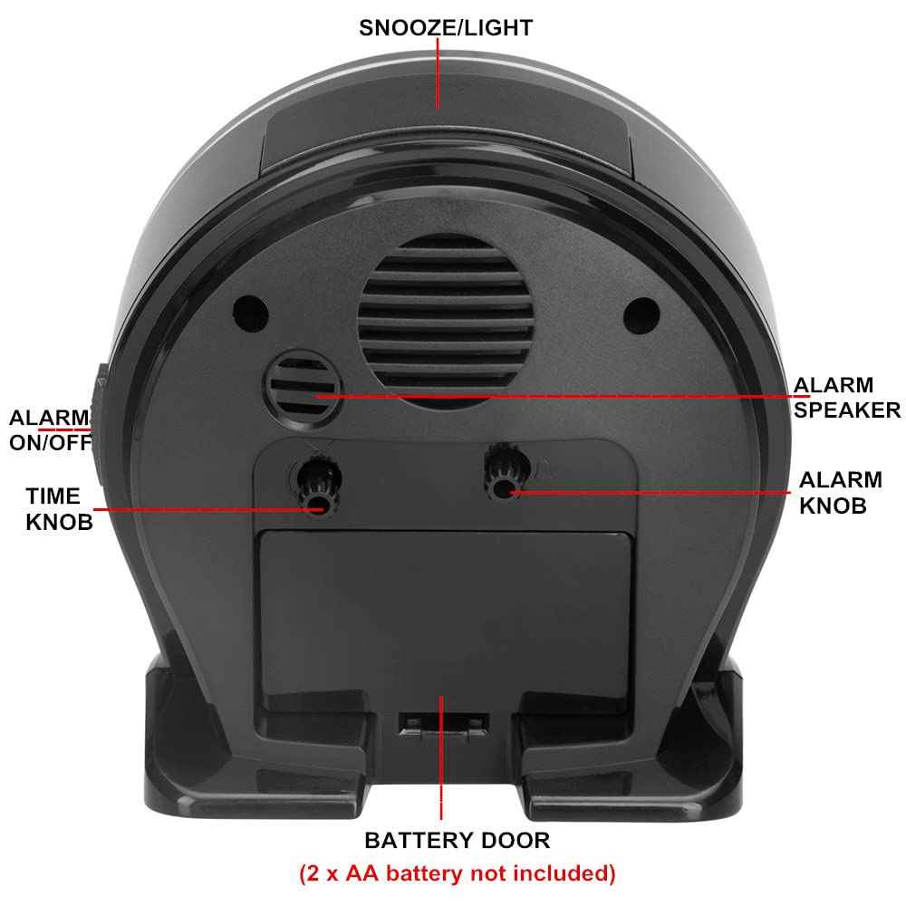 FAMICOZY 4.5" No Ticking Analog Alarm Clock,Silent Readable for Seniors,Easy to Set,Gradual Rise Alarm,Big Numbers,On/Off Switch on Side,Gentle Wake,Snooze Soft Backlight,Battery Operated,White