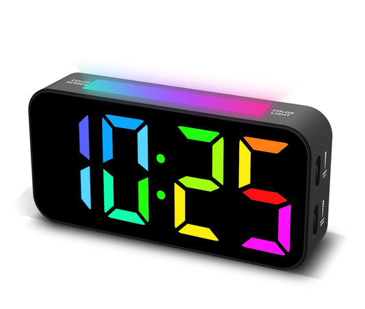 Loud Alarm Clocks for Bedrooms Heavy Sleepers, Plug-in Digital Bedside Clock with Night Light, Large Display, Dual Alarm, Snooze, Dimmable for Kids Teens Boys Girls