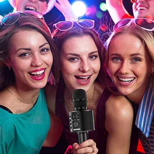 BONAOK Wireless Bluetooth Karaoke Microphone, Portable Toy Microphone for Singing, Gifts to Girls Boys Kids Adults All Age Q37（Bright Purple）