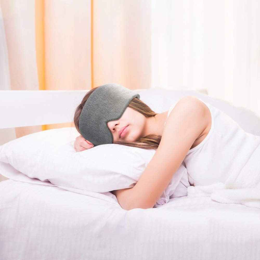 FRESHME Cotton Sleep Eye Mask for Women Men - 100% Blocking Light Travel Blindfold, Soft Zero Pressure Grey Eyes Cover with Adjustable Velcro Strap for Side Sleeper Night Sleeping, Work Nap and Yoga
