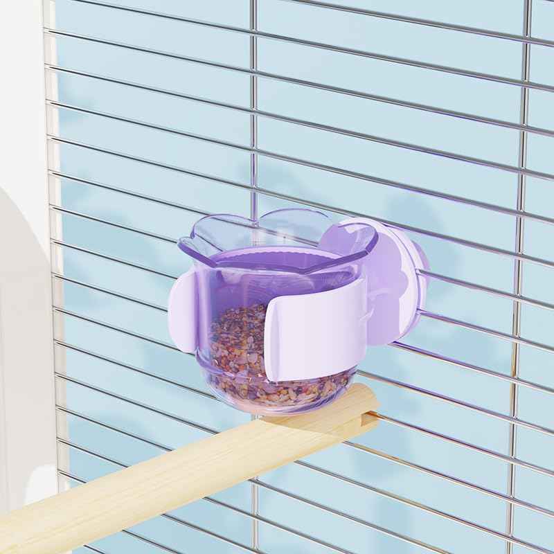 2pcs/4pcs PET Bird Bowls with Clamp, Bird Cage Feeder, Durable Water Bowl, Feeding Cups, Water Feeder for Cockatiel, Parakeet, Macaw, Finches, Lovebirds, Small Animals Gray (Pink, 2pcs)
