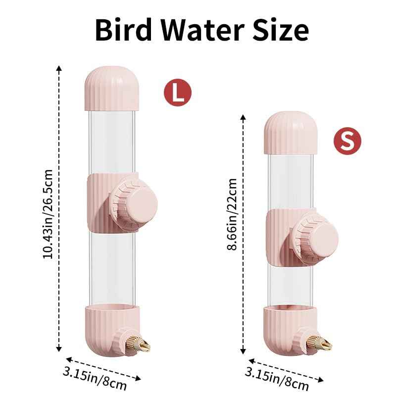 9.4 Fl Oz No Mess Bird Water Dispenser, Automatic Parrot Water Feeder with Spring Valve, Clear Cage Water Drinker for Parakeets Cockatiels Budgies Finch Lovebirds & Canary (White, 7.4 fl oz (220ml))