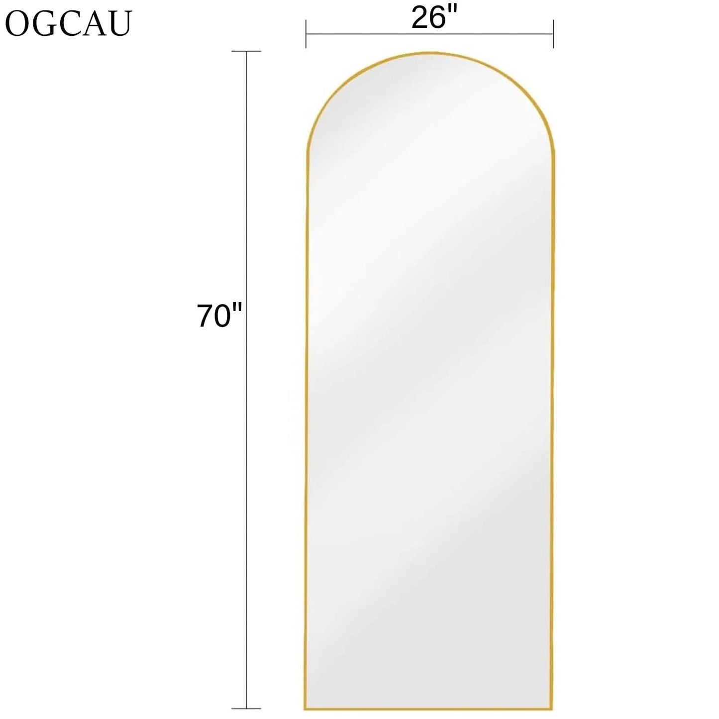 OGCAU Floor Full Length Mirror, 56"x20" Arched Full Body Mirror, Hanging or Leaning, Standing, Wall Mounted with Aluminum Frame for Bedroom Living Room, White jlhbookstore.store