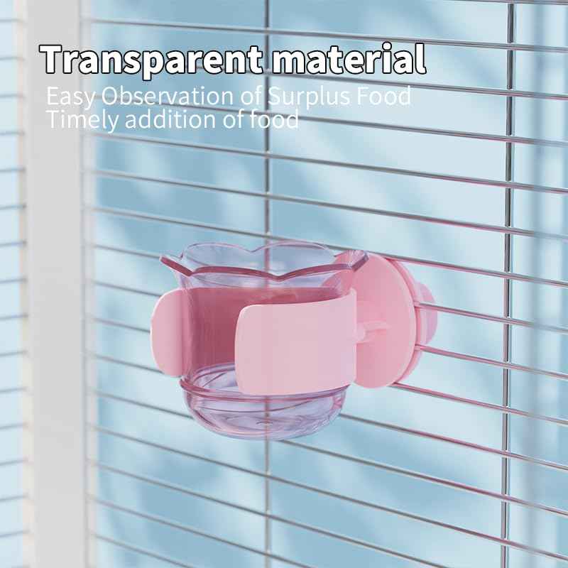 2pcs/4pcs PET Bird Bowls with Clamp, Bird Cage Feeder, Durable Water Bowl, Feeding Cups, Water Feeder for Cockatiel, Parakeet, Macaw, Finches, Lovebirds, Small Animals Gray (Pink, 2pcs)