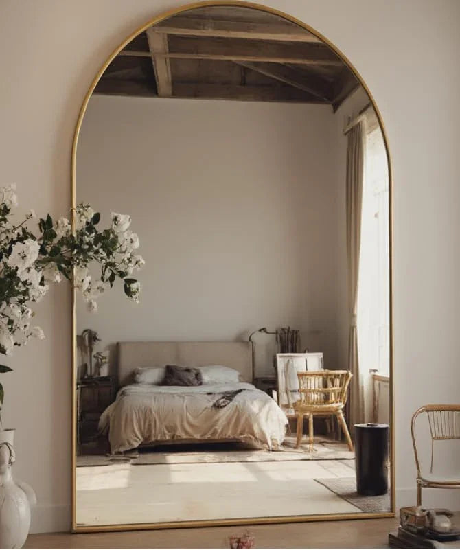 OGCAU Floor Full Length Mirror, 56"x20" Arched Full Body Mirror, Hanging or Leaning, Standing, Wall Mounted with Aluminum Frame for Bedroom Living Room, White jlhbookstore.store