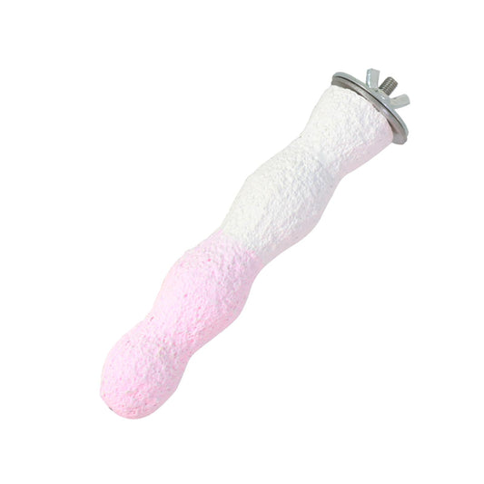 Bird Perches for Cage, Abrasive Surface High Calcium Mineral Parrot Perch Stand - Bird Nail File for Claw & Beak Health, Colorful Ceramic Bird Cage Accessories (Green, Coral)