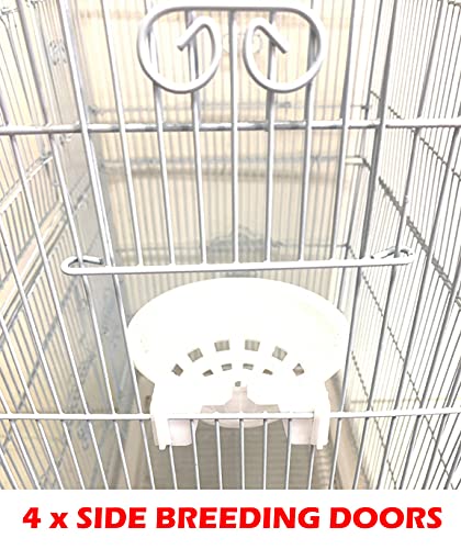 38-Inch Double Roof Top Large Flight Bird Cage with Toys Climbing Ladder Side Nesting Box Doors for Cockatiels Sun Parakeets Conures Aviary Budgie Finch Lovebird Canary Pet Bird Travel Cage