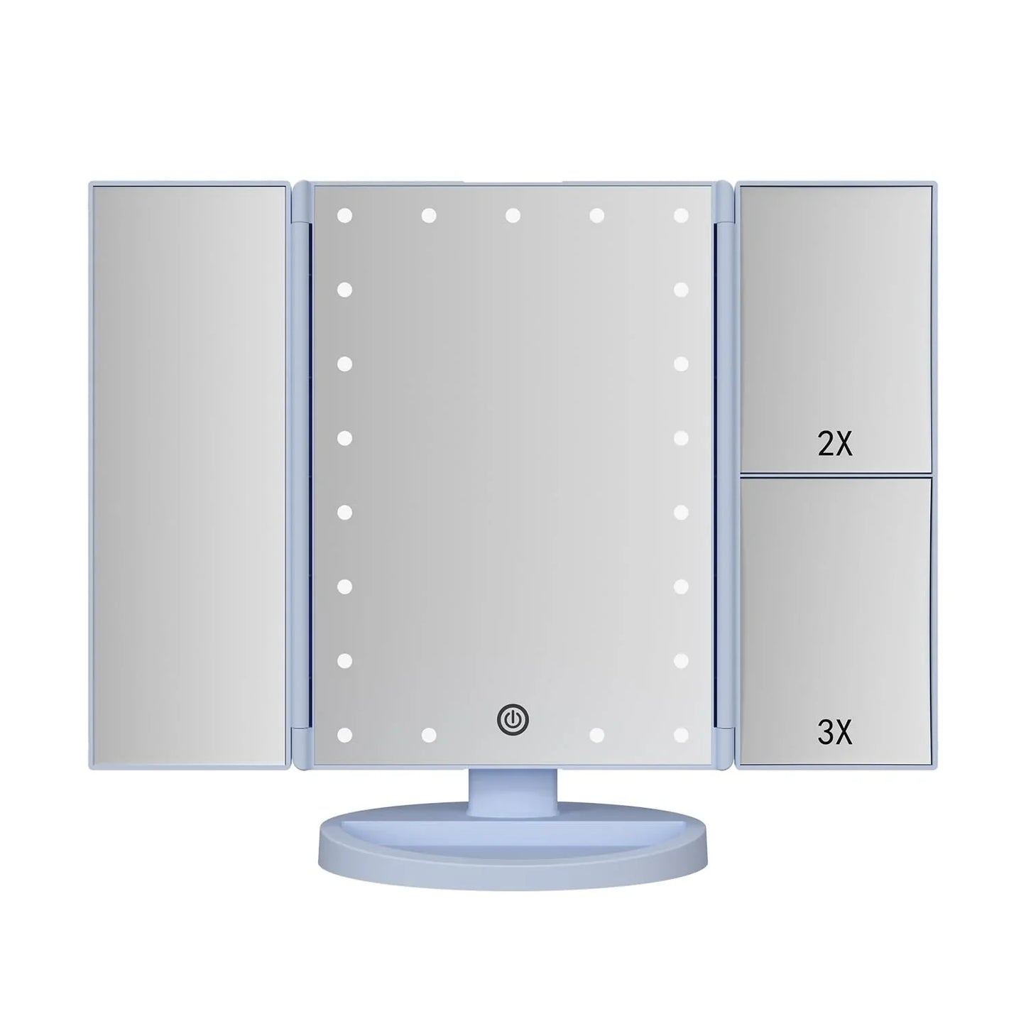 Trifold Makeup Mirror Vanity Mirror with Lights,1X 2X 3X Magnification,Touch Screen,180 Adjustable Rotation,Portable Travel Bathroom Cosmetic Mirror - Jlhbookstore.store