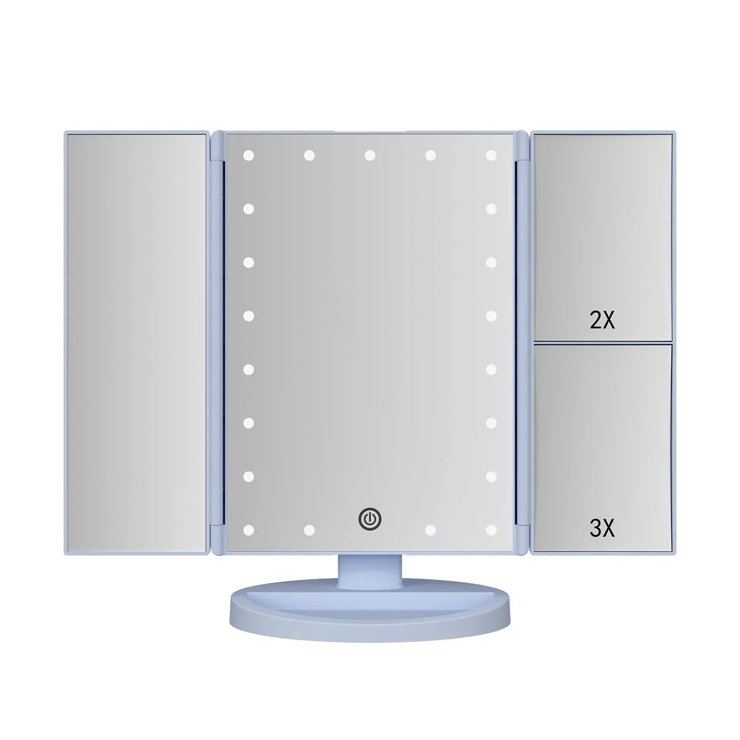 Trifold Makeup Mirror Vanity Mirror with Lights,1X 2X 3X Magnification,Touch Screen,180 Adjustable Rotation,Portable Travel Bathroom Cosmetic Mirror - Jlhbookstore.store