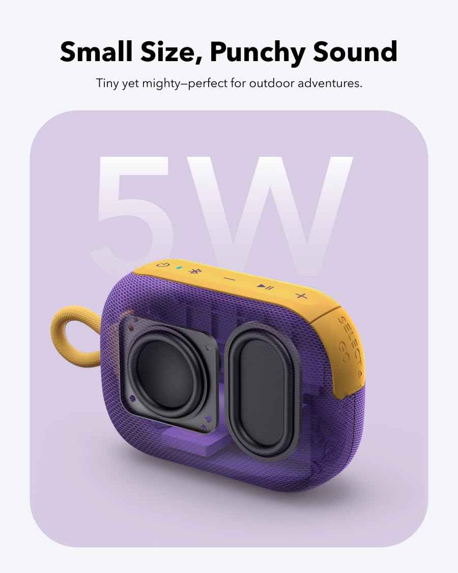 Soundcore Select 4 Go Bluetooth Shower Speaker by Anker, IP67 Waterproof/Dustproof, Ultra-Portable Speaker, Wireless, 20H Playtime, Floatable, Powerful Sound, Electronics for Outdoors/Home/Travel