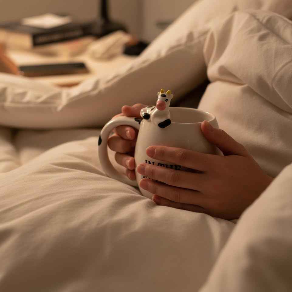 Decodyne Funny Cow Coffee Mug, White Elephant Gifts for Adults, Gag Gifts for Adults, Cute Stuff For Women and Men, Funny Coworker Office, Cool Stuff - 14 Ounce