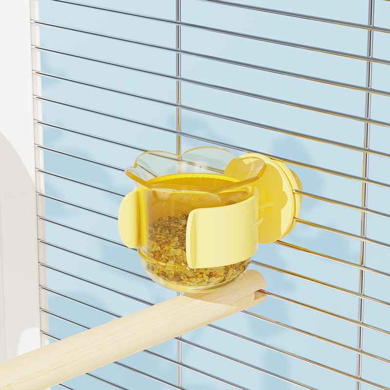 2pcs/4pcs PET Bird Bowls with Clamp, Bird Cage Feeder, Durable Water Bowl, Feeding Cups, Water Feeder for Cockatiel, Parakeet, Macaw, Finches, Lovebirds, Small Animals Gray (Pink, 2pcs)