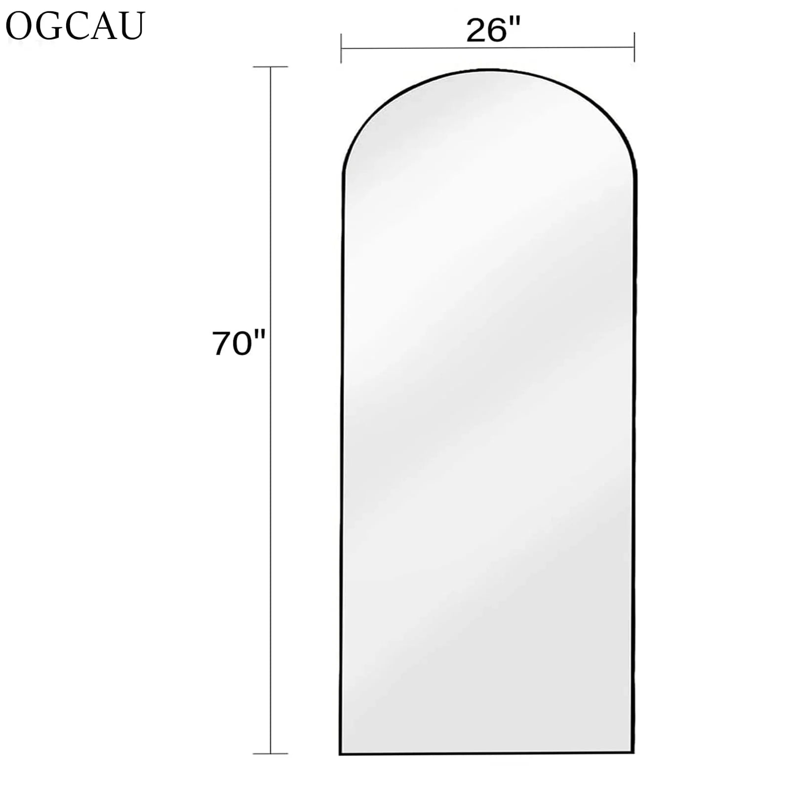 OGCAU Floor Full Length Mirror, 56"x20" Arched Full Body Mirror, Hanging or Leaning, Standing, Wall Mounted with Aluminum Frame for Bedroom Living Room, White - Jlhbookstore.store