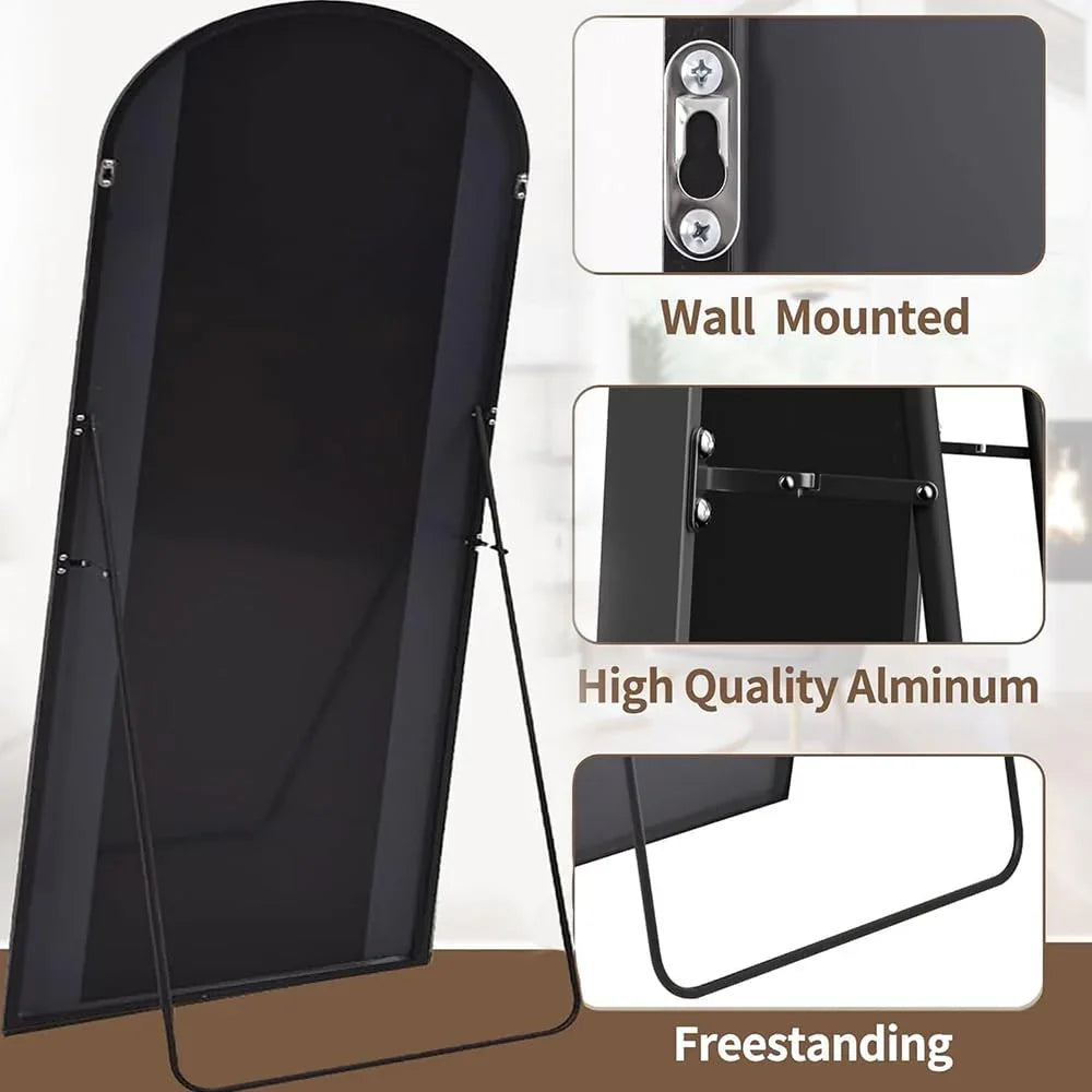 OGCAU Floor Full Length Mirror, 56"x20" Arched Full Body Mirror, Hanging or Leaning, Standing, Wall Mounted with Aluminum Frame for Bedroom Living Room, White - Jlhbookstore.store