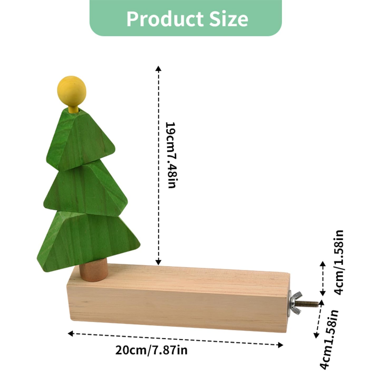 Bird toys & Bird Perch, Bird Wooden Block Chewing Toy Parrot Foraging & Puzzle Toys Bird Cage Accessories for Conures Parakeets Cockatiels Lovebirds African Grey Macaws (Revolving Christmas Tree)