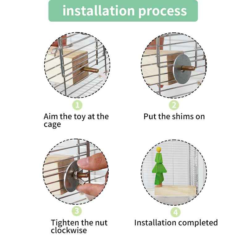 Bird toys & Bird Perch, Bird Wooden Block Chewing Toy Parrot Foraging & Puzzle Toys Bird Cage Accessories for Conures Parakeets Cockatiels Lovebirds African Grey Macaws (Revolving Christmas Tree)