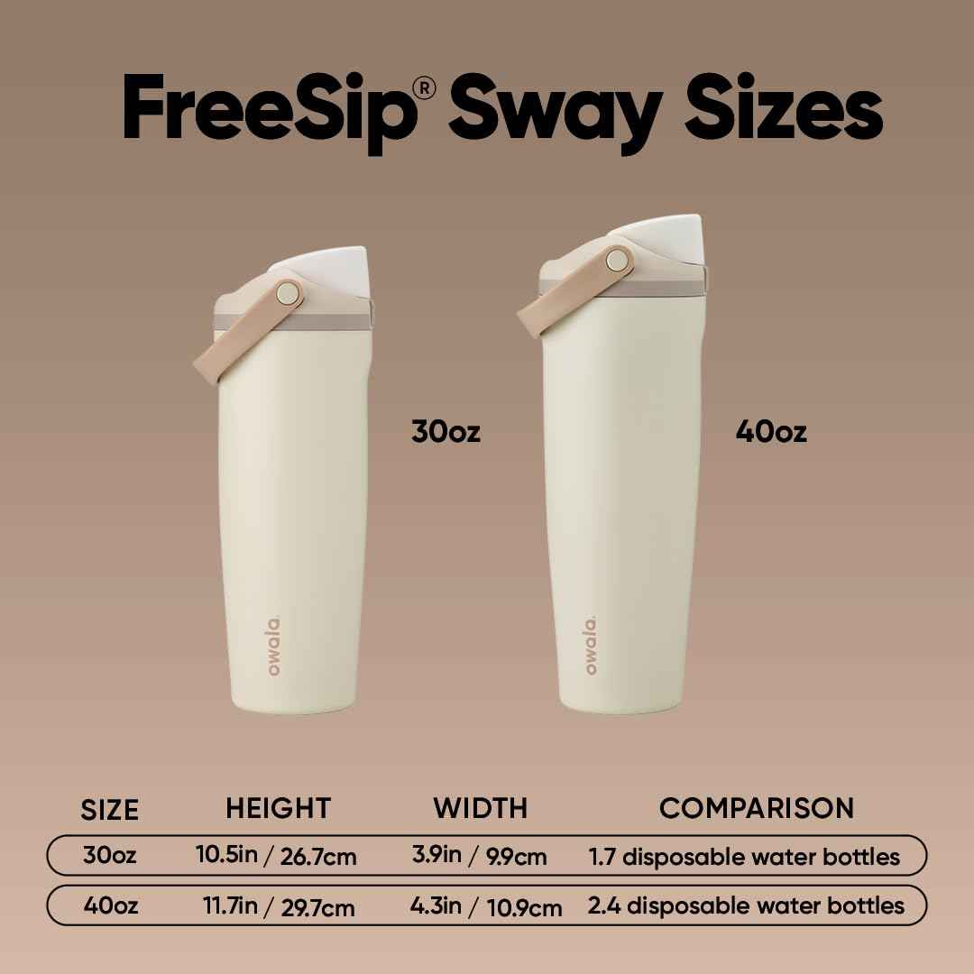 Owala FreeSip Sway Insulated Stainless Steel Water Bottle with Two-Way Spout, Built-In Straw and Bucket Handle, Made for Travel, School, and Sports, 40oz, BPA Free, Leak Proof, Off Road