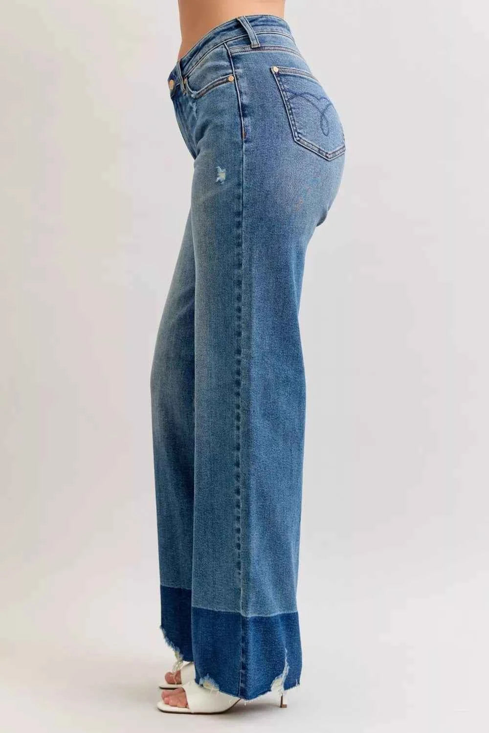 Judy Blue Raw Hem High Waist Column Straight Jeans