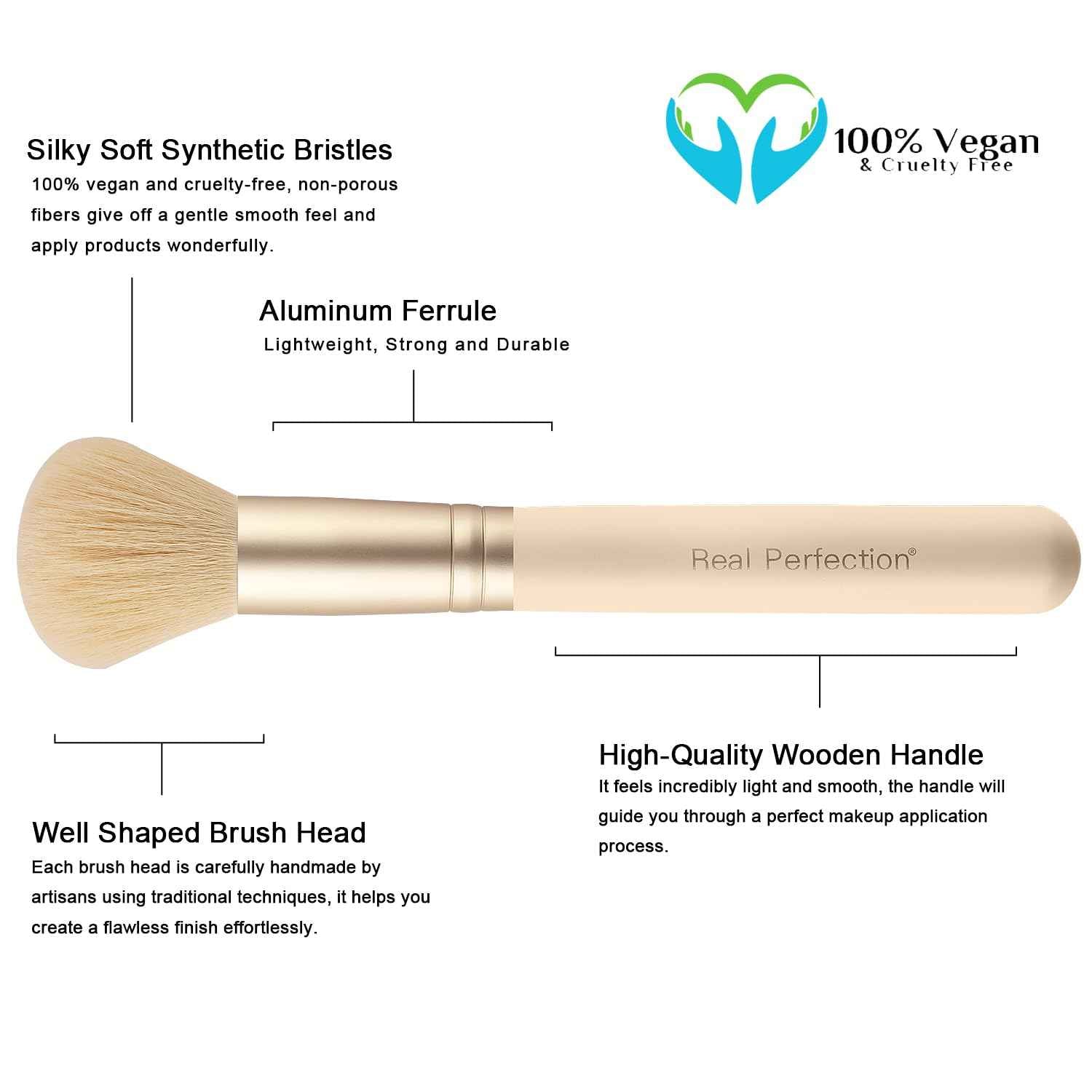 Real Perfection Makeup Brush Set 16 Pcs with 1 Eyebrow Razor Premium Synthetic Foundation Powder Concealers Eyeshadow Blush Makeup Brushes Make up Brushes Kit (Pink)