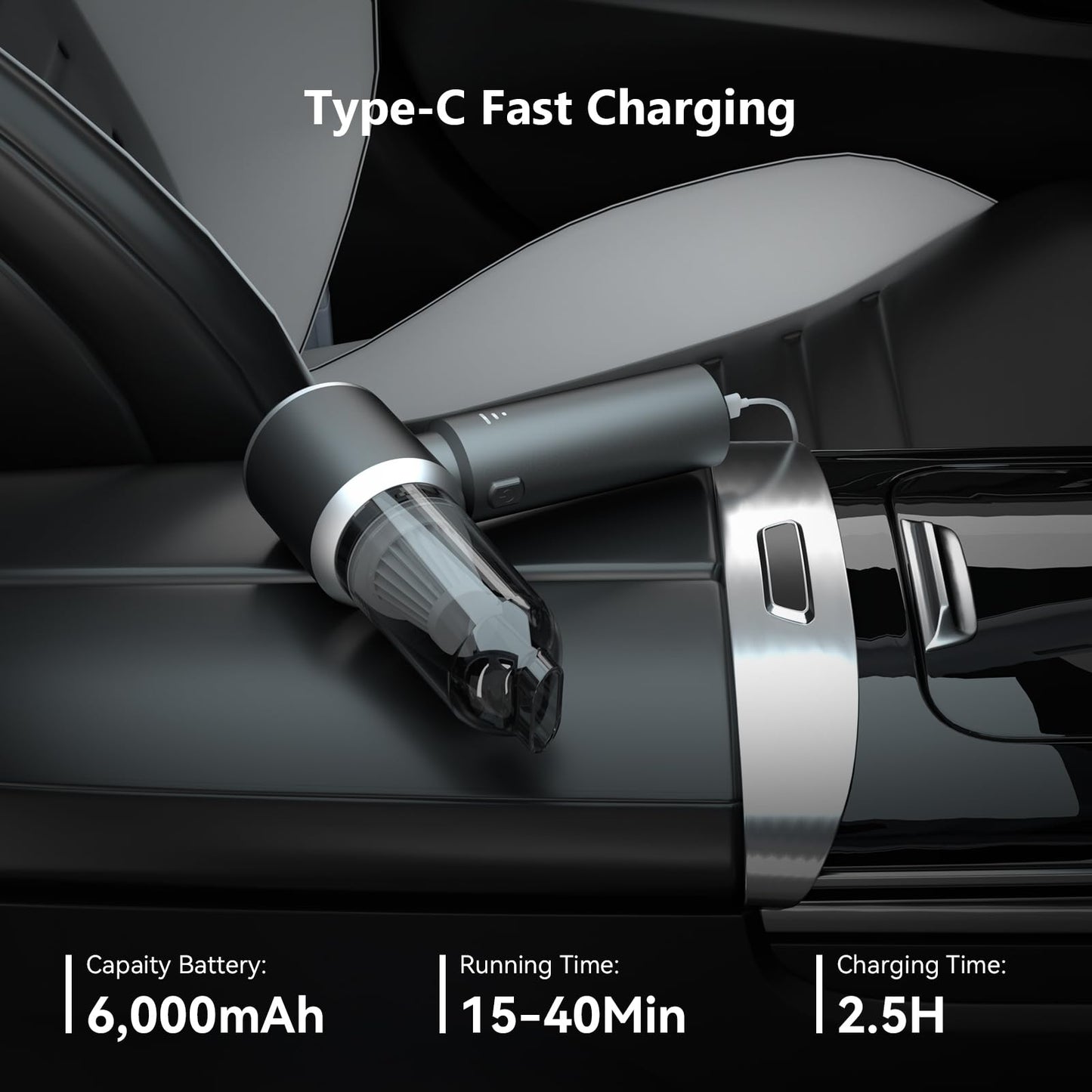 Handheld Vacuum,Car Vacuum Cleaner,4-in-1 20000PA High Power Portable Rechargeable Vacuum Cleaner with Brushless Motor, Small Handheld Vacuum & Air Blower & Pump-Black