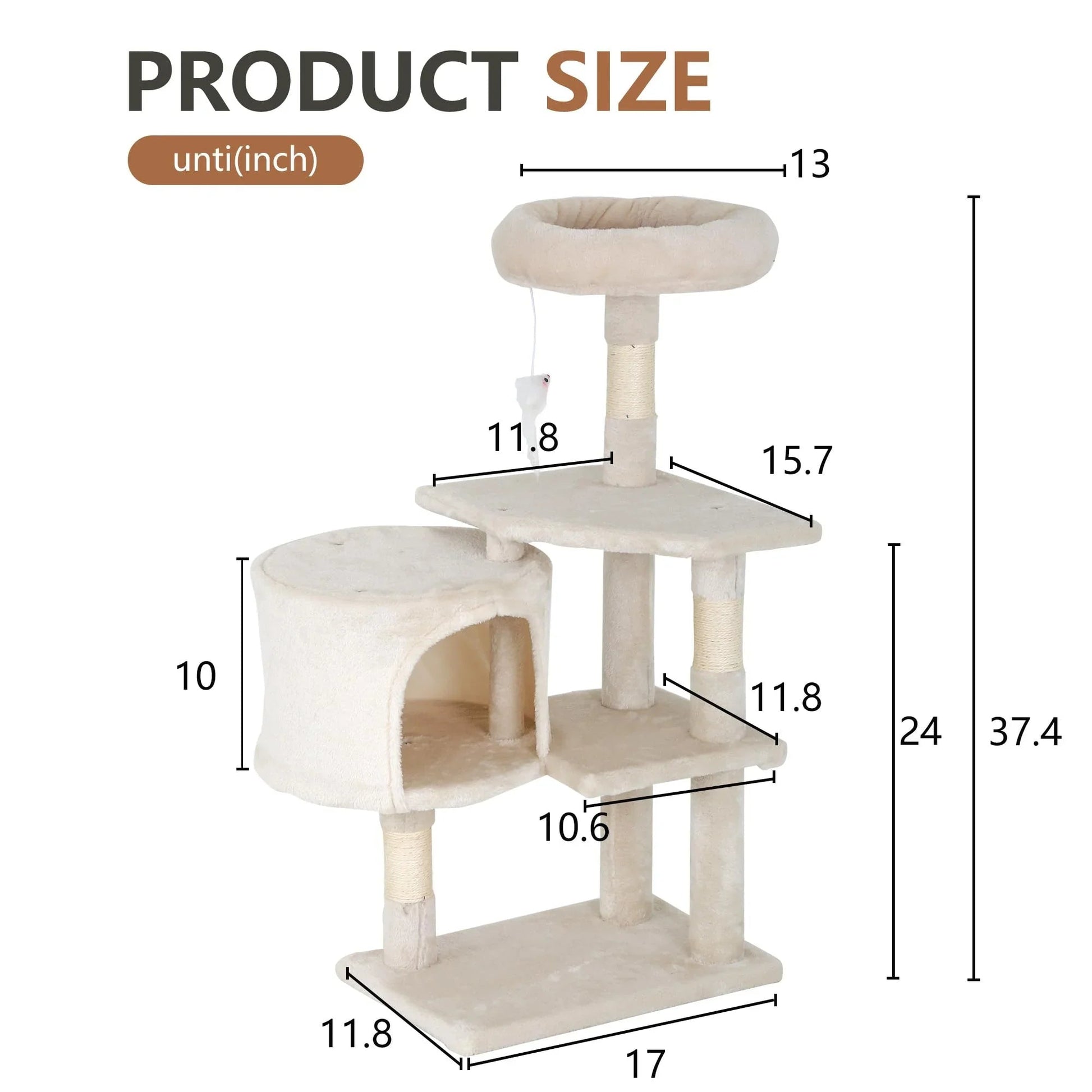 FDW Cat Tree 54in Cat Tower Multi-Level Durable Cat Scratching Post & Cozy Fun Cat Jumping Platform Space Saving Cat Condo Pet Play House for Indoor Cats,Dark Gray jlhbookstore.store