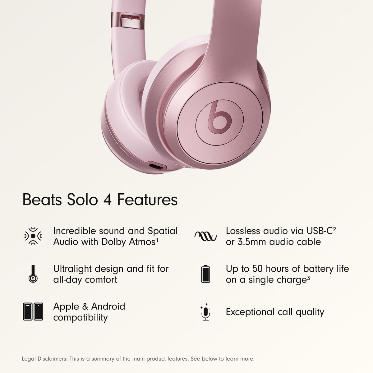 Beats Solo 4 - Wireless On-Ear Bluetooth Headphones, Up to 50-Hour Battery Life, Ultra-Lightweight Comfort, Powerful and Balanced Sound, Apple & Android Compatible - Slate Blue
