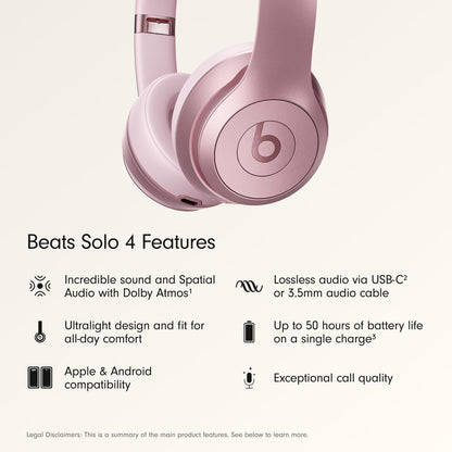 Beats Solo 4 - Wireless On-Ear Bluetooth Headphones, Up to 50-Hour Battery Life, Ultra-Lightweight Comfort, Powerful and Balanced Sound, Apple & Android Compatible - Slate Blue