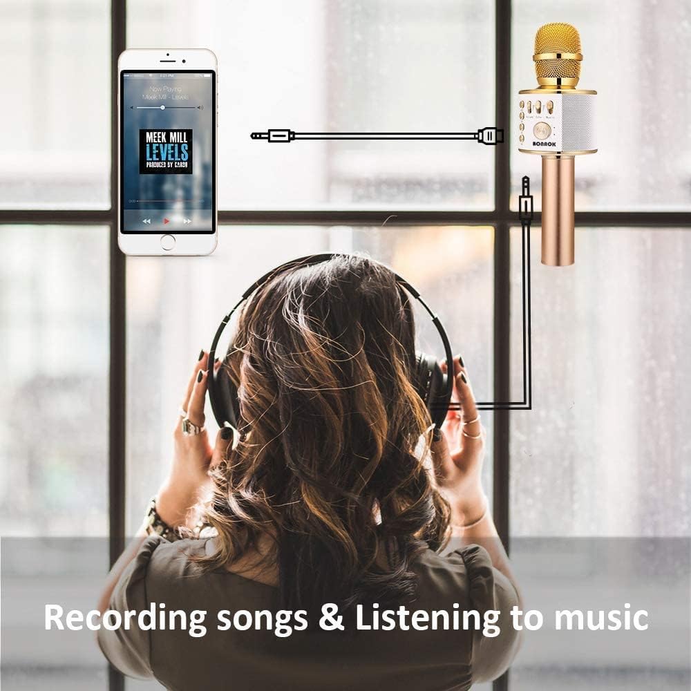 BONAOK Wireless Bluetooth Karaoke Microphone, Portable Toy Microphone for Singing, Gifts to Girls Boys Kids Adults All Age Q37（Bright Purple） jlhbookstore.store