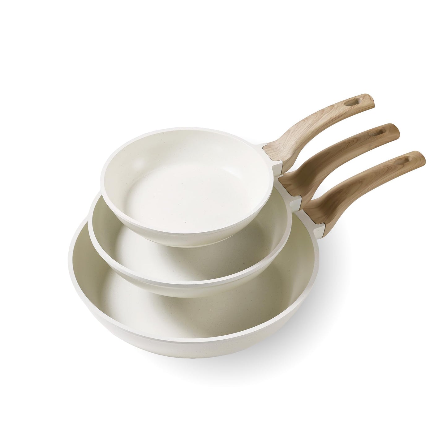 CAROTE Non Stick Frying Pan Skillet Set, Omelet Pan, Healthy Non Toxic Granite Chef Pan, Induction Compatible Egg Frying Pan with Heat-Resistant Handle, PFOA-Free,Black, 8"+10"+12" jlhbookstore.store