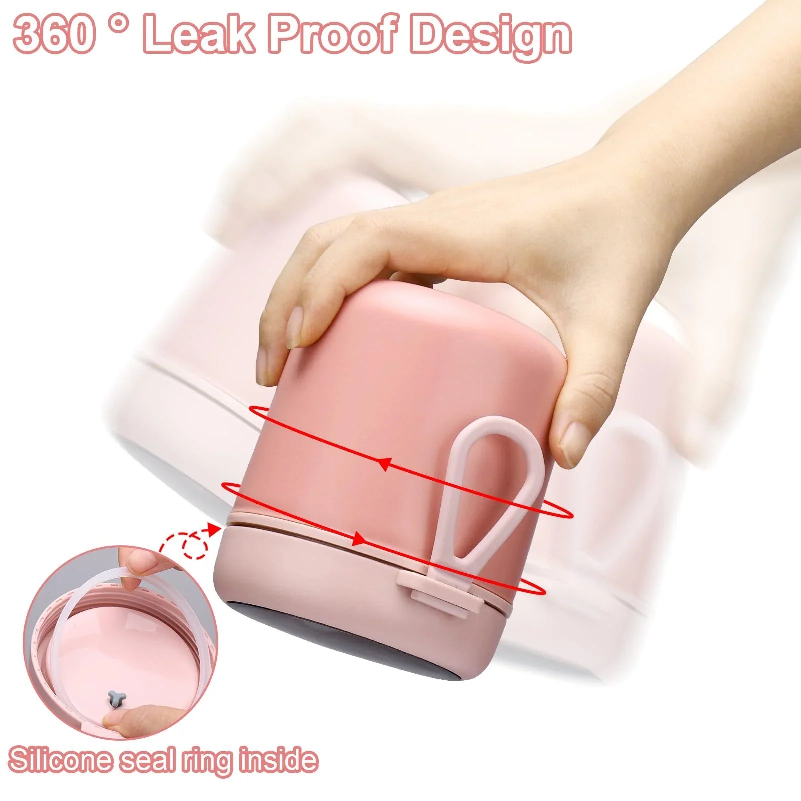 Juome 16oz Kids Thermo for Hot Food - Insulated Vacuum Food Jar Container, Wide Mouth Stainless Steel Soup Thermo Lunch Box for Kids with Spoon, Leakproof (Pink) - Jlhbookstore.store