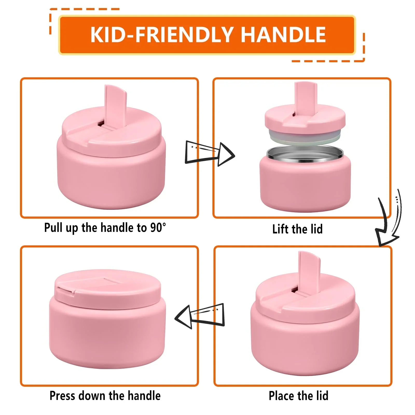 13.5oz Kids Jar for Hot Food, Insulated Vacuum Food Jar with Buckle Lid, Stainless Steel Wide Mouth Leak Proof Insulated Lunch Container for School Picnic Travel, Blue jlhbookstore.store